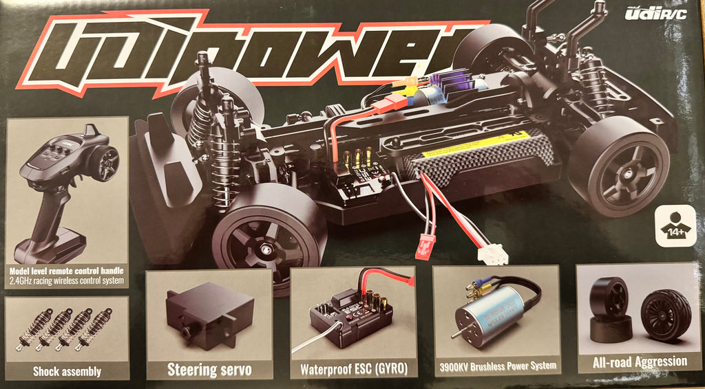 UDIRC 1:16 Brushless RC Drift Car – 4WD, ESP Gyro, LED Lights (30+ mph)