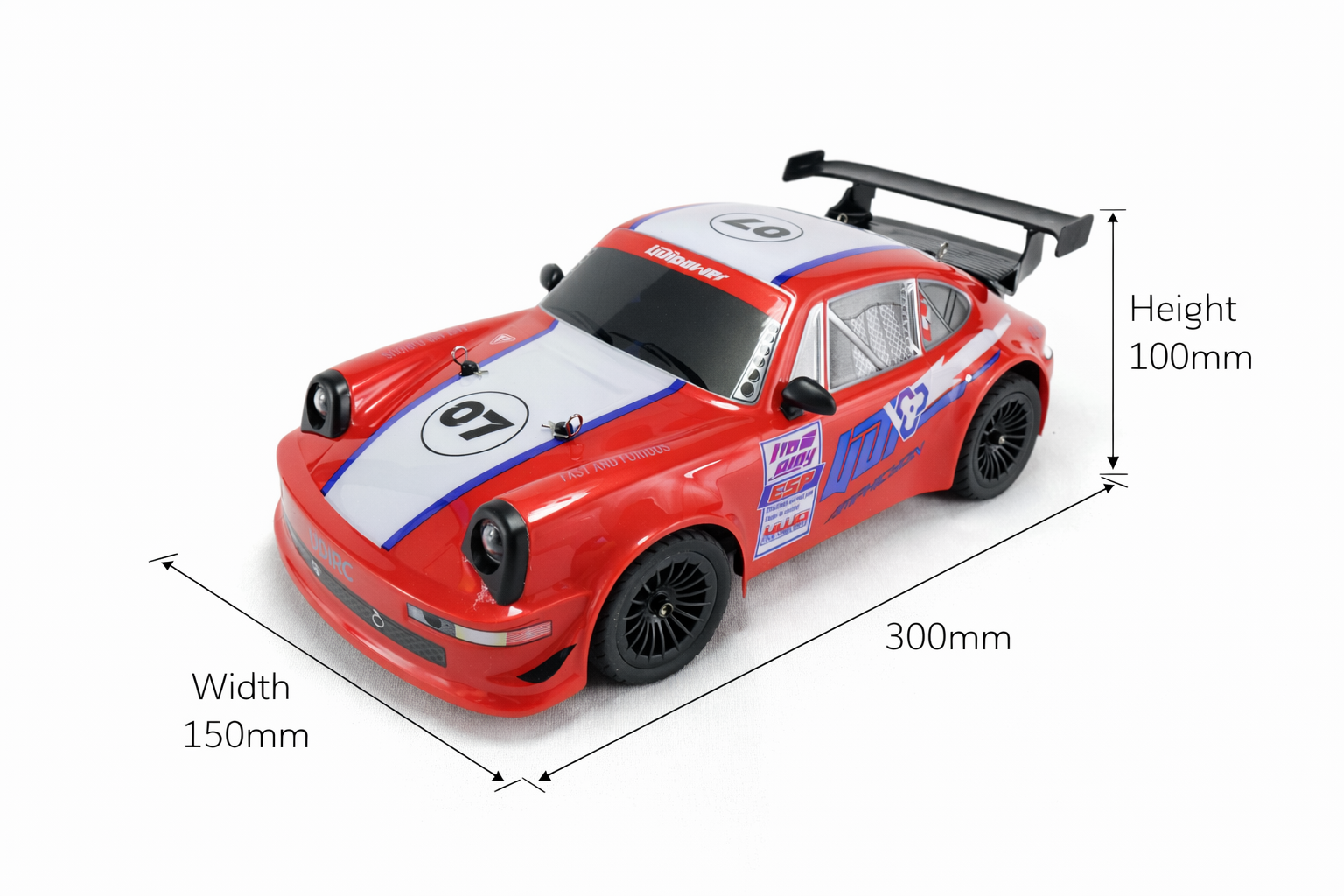 UDIRC 1:16 Brushless RC Drift Car – 4WD, ESP Gyro, LED Lights (30+ mph)