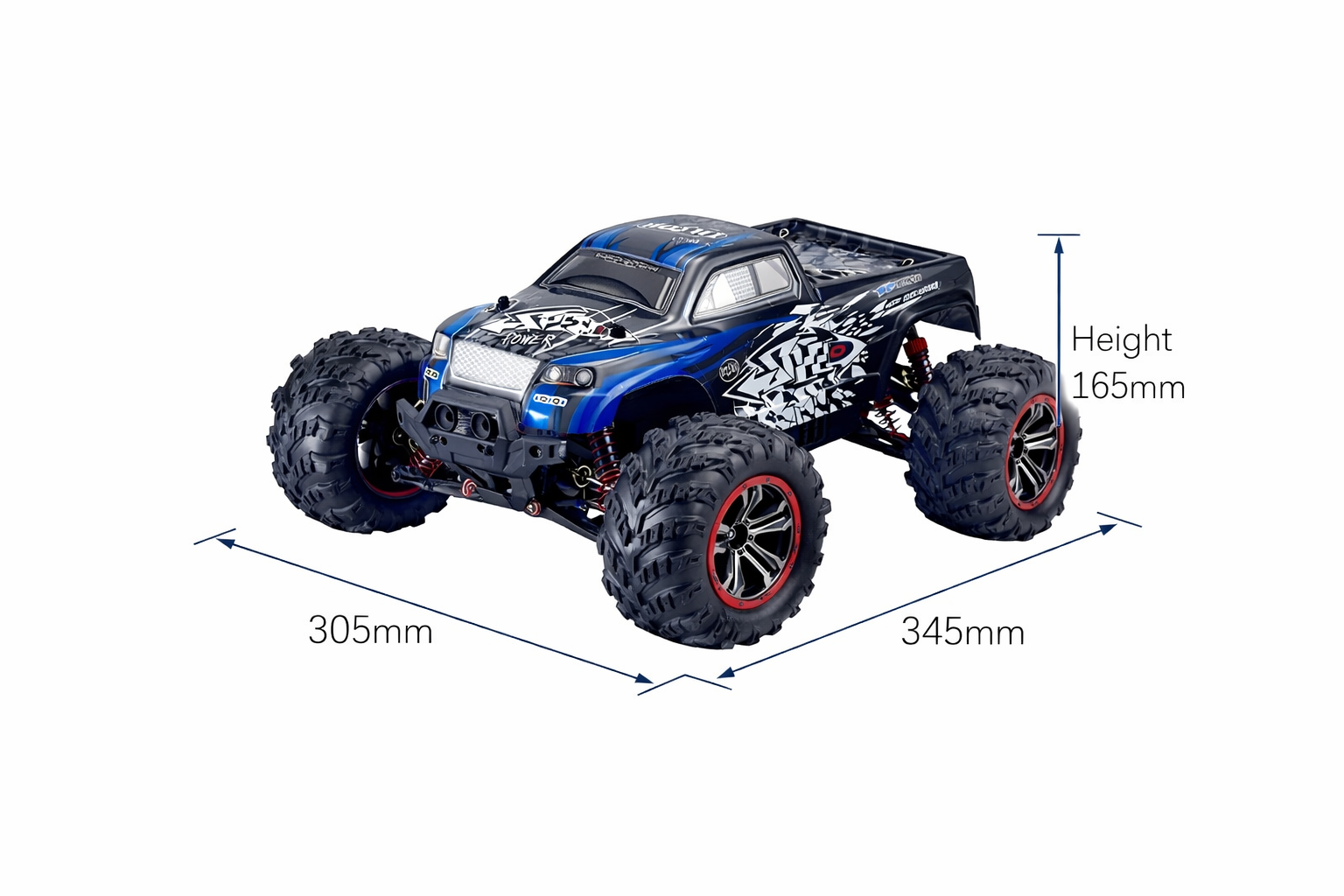 Hoshi 46km/h RC Monster Truck – 1:10 Scale, with 2 batteries